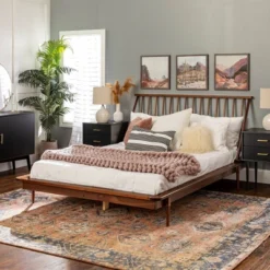 Boho Solid Wood Spindle Platform Bed - Saracina Home -Decor Home GUEST a59e04b0 9472 44a4 aa47 43be053d19eb