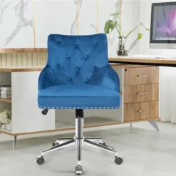 Tangkula Velvet Desk Chair Upholstered 360°Swivel Height Adjustable Rolling Office Chair For Office Bedroom Living Room -Default Template 1 GUEST a867090d c5e7 46a7 b203 9413c5456318