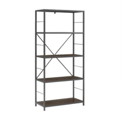 63" 4 Shelf Industrial Transitional Tall Bookshelf - Saracina Home -Decor Home GUEST ab82027f f17b 4ed3 b4bd 3cb00f9141d7