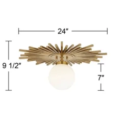 Possini Euro Design Hazel Modern Ceiling Light Semi Flush Mount Fixture 24" Wide Warm Brass White Globe Shade For Bedroom Kitchen Living Room Hallway -Default Template 1 GUEST abd1820f 6891 4ab0 a543 8a21515dfd36