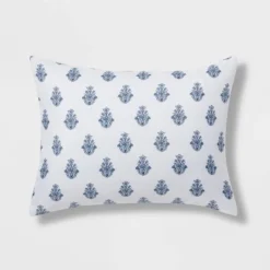 5pc Block Print With Border Comforter Bedding Set White/Blue - Threshold™ -Decor Home GUEST b03a15d2 8e0b 42ad bda7 eeee200581c9