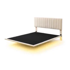 Queen Size Upholstered Floating Velvet Platform Bed With Sensor Light And Headboard-ModernLuxe -Default Template 1 GUEST b1603638 a6f1 4081 9bc8 2febf421e450