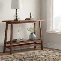 Haverhill Wood Console Table Weathered Brown - Threshold™