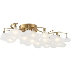 Possini Euro Design Lilypad Modern Ceiling Light Semi Flush Mount Fixture 30 1/4" Wide Warm Brass 12-Light Frosted Glass Shade For Bedroom Living Room -Default Template 1 GUEST bc64b39a 2843 4a68 b9d6 625259c5adb7