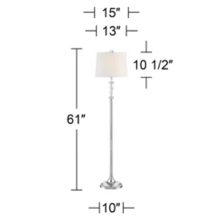 360 Lighting Montrose Modern Floor Lamps 61" Tall Set Of 2 Polished Steel Crystal Glass White Fabric Drum Shade For Living Room Bedroom Office House -Default Template 1 GUEST bda5a96c 667b 4fd7 9d71 768207758958