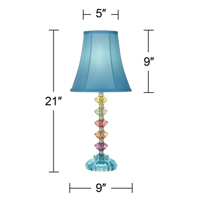 360 Lighting Bohemian Country Cottage Accent Table Lamp 21" High Teal Blue Stacked Glass For Bedroom Living Room Bedside Nightstand Office Kids Family 5 360 Lighting Bohemian Country Cottage Accent Table Lamp 21" High Teal Blue Stacked Glass For Bedroom Living Room Bedside Nightstand Office Kids Family - Image 5