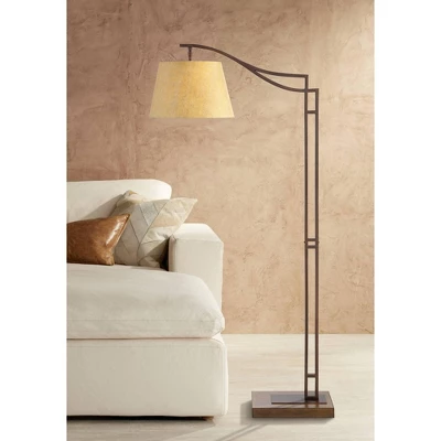 Franklin Iron Works Tahoe Rustic Industrial Downbridge Arc Floor Lamp 60" Tall Bronze Metal Faux Leather Empire Shade For Living Room Reading Bedroom 1 Franklin Iron Works Tahoe Rustic Industrial Downbridge Arc Floor Lamp 60" Tall Bronze Metal Faux Leather Empire Shade For Living Room Reading Bedroom
