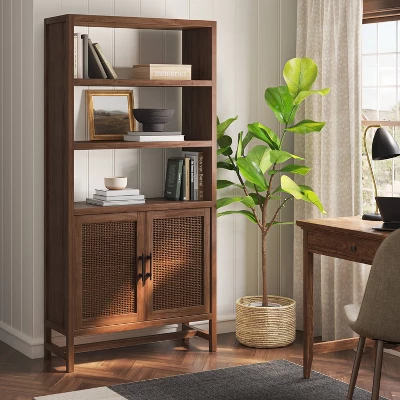 70.5" Warwick Storage Bookcase Brown - Threshold™ 1 70.5" Warwick Storage Bookcase Brown - Threshold™