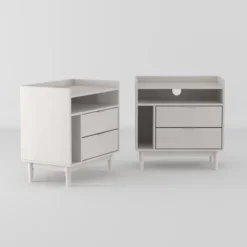 2pk Mid-Century Modern Solid Wood 2 Drawer Storage Nightstands - Saracina Home -Default Template 1 GUEST c880a12d 845d 41f3 8c73 9ddb9ed4b555