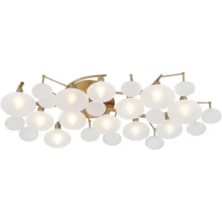Possini Euro Design Lilypad Modern Ceiling Light Semi Flush Mount Fixture 30 1/4" Wide Warm Brass 12-Light Frosted Glass Shade For Bedroom Living Room -Default Template 1 GUEST c8b436d6 0799 4b71 b0e8 1b80aaa00f64