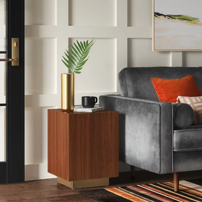 Wood And Metal Plinth Accent Table - Threshold™ 1 Wood And Metal Plinth Accent Table - Threshold™