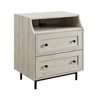 Transitional 2 Drawer Nightstand With USB Port - Saracina Home 2 Transitional 2 Drawer Nightstand With USB Port - Saracina Home - Image 2