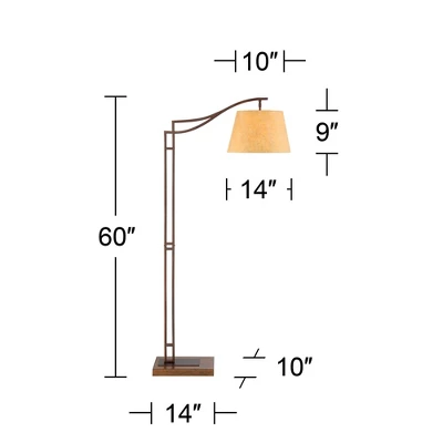 Franklin Iron Works Tahoe Rustic Industrial Downbridge Arc Floor Lamp 60" Tall Bronze Metal Faux Leather Empire Shade For Living Room Reading Bedroom 7 Franklin Iron Works Tahoe Rustic Industrial Downbridge Arc Floor Lamp 60" Tall Bronze Metal Faux Leather Empire Shade For Living Room Reading Bedroom - Image 7