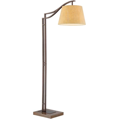 Franklin Iron Works Tahoe Rustic Industrial Downbridge Arc Floor Lamp 60" Tall Bronze Metal Faux Leather Empire Shade For Living Room Reading Bedroom 6 Franklin Iron Works Tahoe Rustic Industrial Downbridge Arc Floor Lamp 60" Tall Bronze Metal Faux Leather Empire Shade For Living Room Reading Bedroom - Image 6