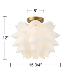 Possini Euro Design Modern Ceiling Light Semi Flush Mount Fixture White Flower Gold Metal 15 3/4" Wide Living Room Bedroom Kitchen -Default Template 1 GUEST d4dfbf46 d749 4ed9 ad97 3bda7c01cd2a