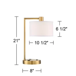 360 Lighting Colby Modern Desk Lamp 21" High Antique Gold With USB And AC Power Outlet In Base White Linen Drum Shade For Bedroom Living Room Desk -Default Template 1 GUEST d9e19dcf ce5f 4e15 9d9f 7f55cf6dbfbc