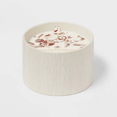 Textured Straight Side Ceramic Warm Cider & Cinnamon Candle White - Threshold™ 5 Textured Straight Side Ceramic Warm Cider & Cinnamon Candle White - Threshold™ - Image 5