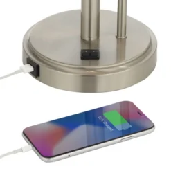 Possini Euro Design Traverse Modern Table Lamps Set Of 2 29 1/2" Tall Brushed Nickel With USB Charging Port LED Gooseneck White Drum Shade For Desk -Default Template 1 GUEST e5e98734 7ed3 4d2c 89e5 e165f0c556bf