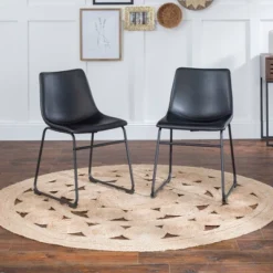 Set Of 2 Laslo Modern Upholstered Faux Leather Dining Chairs - Saracina Home -Default Template 1 GUEST e921ecff 5d1c 46bf 8a40 c3330f7f710d