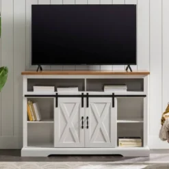 Transitional Sliding Barndoor Highboy TV Stand For TVs Up To 58" - Saracina Home -Default Template 1 GUEST e952740e 70ac 42e4 a86c 65befa0e8542