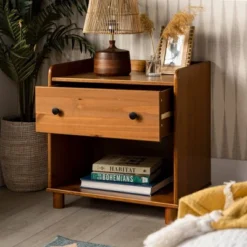 Set Of 2 Katie Transitional Tray Top 1 Drawer Solid Wood Nightstands Caramel - Saracina Home -Default Template 1 GUEST eb23e422 fbb6 4cbe 9d79 eccf62732510