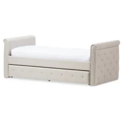 Twin Swanson Modern And Contemporary Fabric Tufted Daybed With Roll-Out Trundle Guest Bed - Baxton Studio -Default Template 1 GUEST f1442996 f3a3 4514 aa5d c30aa99eedd9