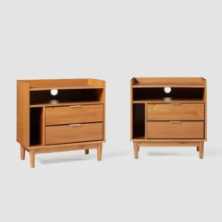 2pk Mid-Century Modern Solid Wood 2 Drawer Storage Nightstands - Saracina Home -Default Template 1 GUEST f532e41d ed41 4d3a b78d 89ad584048a2