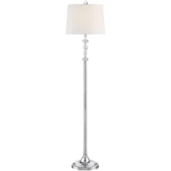 360 Lighting Montrose Modern Floor Lamps 61" Tall Set Of 2 Polished Steel Crystal Glass White Fabric Drum Shade For Living Room Bedroom Office House -Default Template 1 GUEST f9c3eb11 eaf0 467e 8016 22b7d808d8df