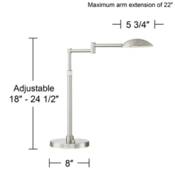 Possini Euro Design Eliptik Modern Desk Table Lamp 24 1/2" High Satin Nickel LED Swing Arm Adjustable Height For Bedroom Living Room Nightstand Office -Default Template 1 GUEST fad8e895 c80c 40f4 bd7f 127267e5e393