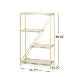 Kokesh Modern Glam Tempered Glass 3 Shelf Asymmetrical Bookcase Gold - Christopher Knight Home -Default Template 1 GUEST fe44afab b226 4b6b 83bf d92ad3ad8955