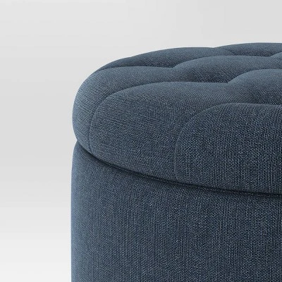 Tufted Round Storage Ottoman - Threshold 4 Tufted Round Storage Ottoman - Threshold - Image 4