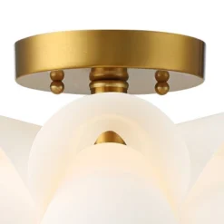 Possini Euro Design Modern Ceiling Light Semi Flush Mount Fixture White Flower Gold Metal 15 3/4" Wide Living Room Bedroom Kitchen -Default Template 1 GUEST fef6218a 716d 4463 96b6 83ff662f8639